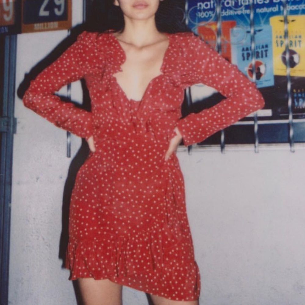 NWOT Realisation Par The Alexandra Red Star Mini Wrap Dress